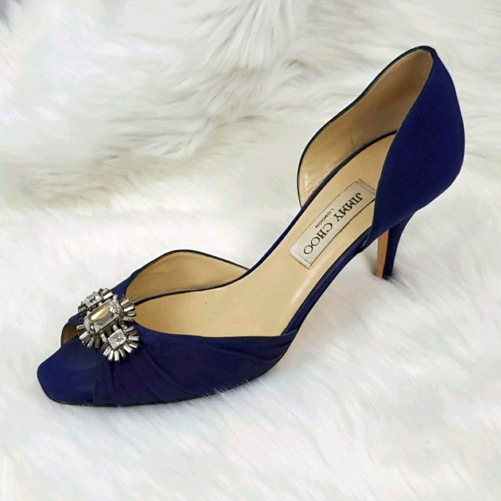 Jimmy Choo Purple Open Toe Heels Women Size 40 Bow Detail Made in Italy